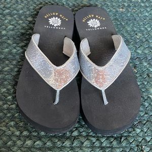Yellow Box Silver Sequin Sandals